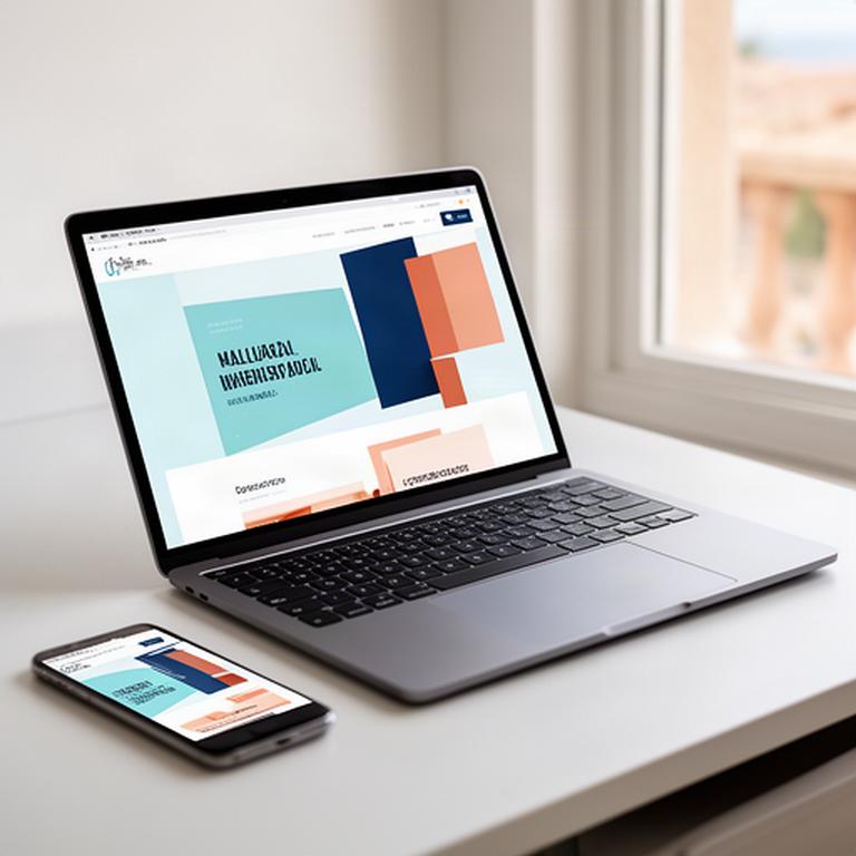 Vista de un sitio web para un negocio local de Alcudia en una pantalla de portátil junto a un móvil